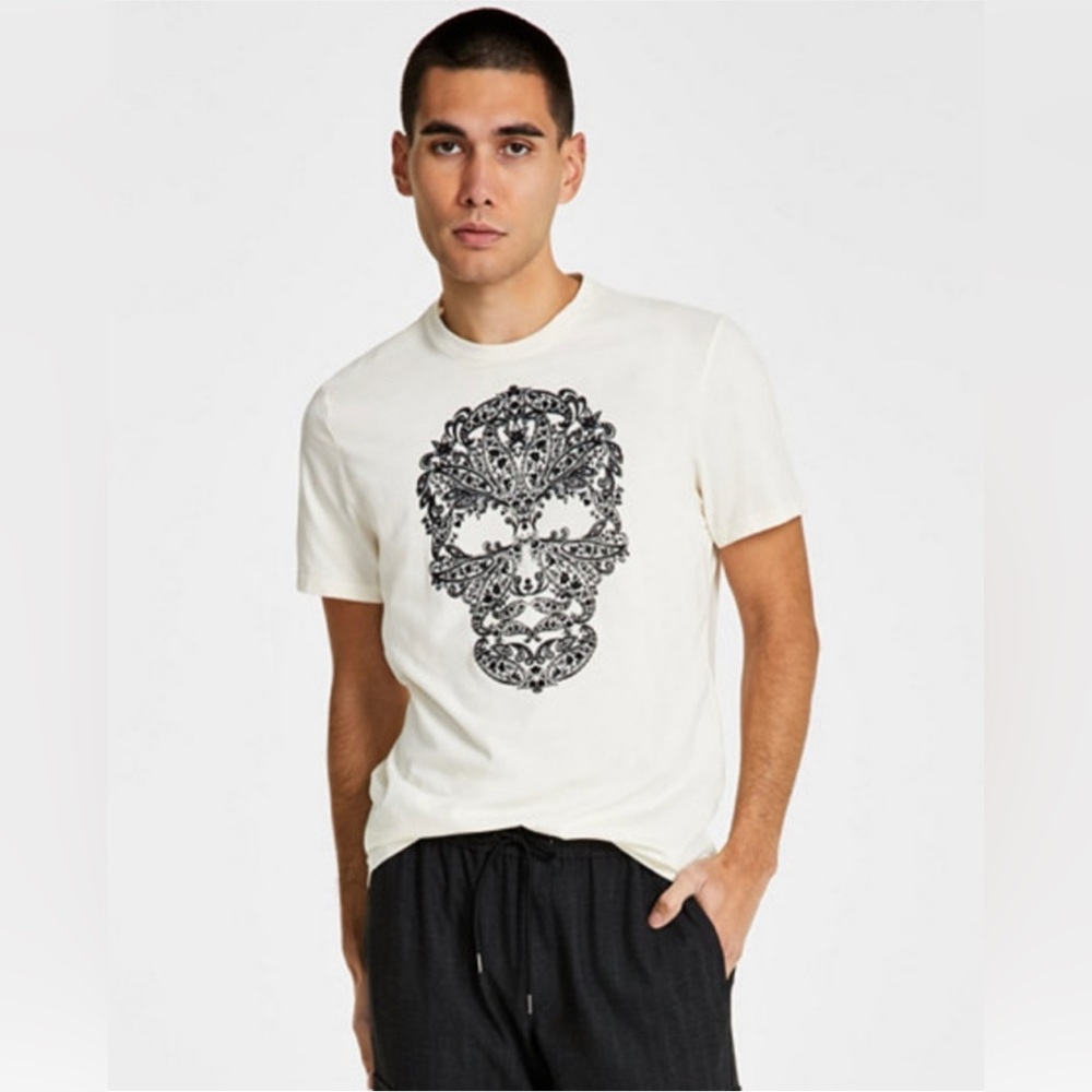 I.N.C International Concepts Antique White Skull Short Sleeve Tee - Medium NWT
